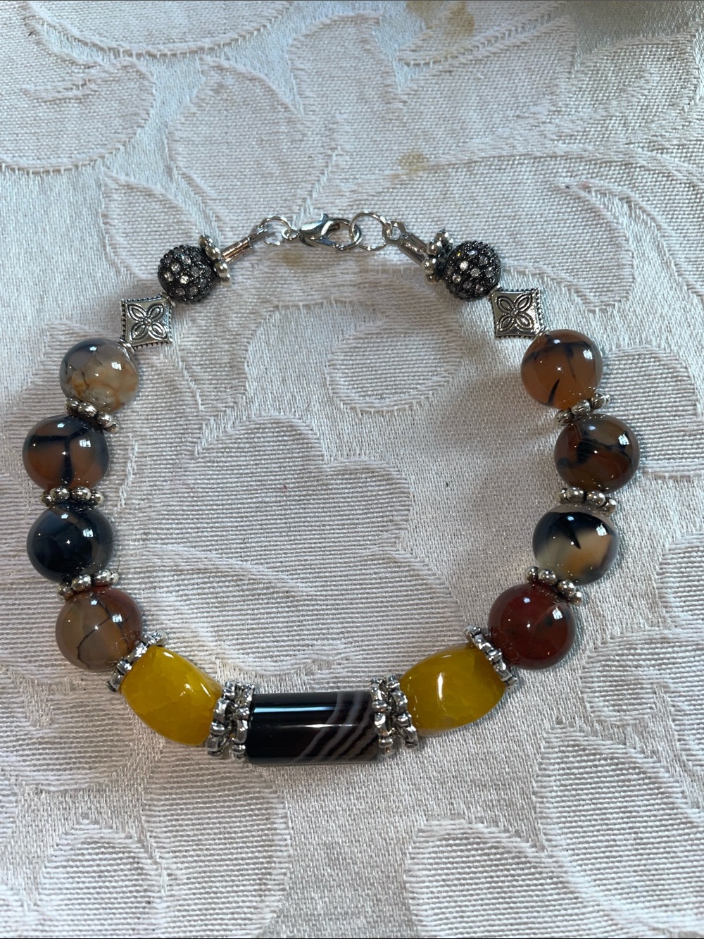 7.5” Elegant Multi-Color Stone beaded bracelet - Picture 3 of 9